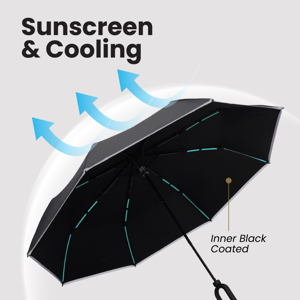 21" DUO Double Ribs 8 Panel Coated Foldable Umbrella 07